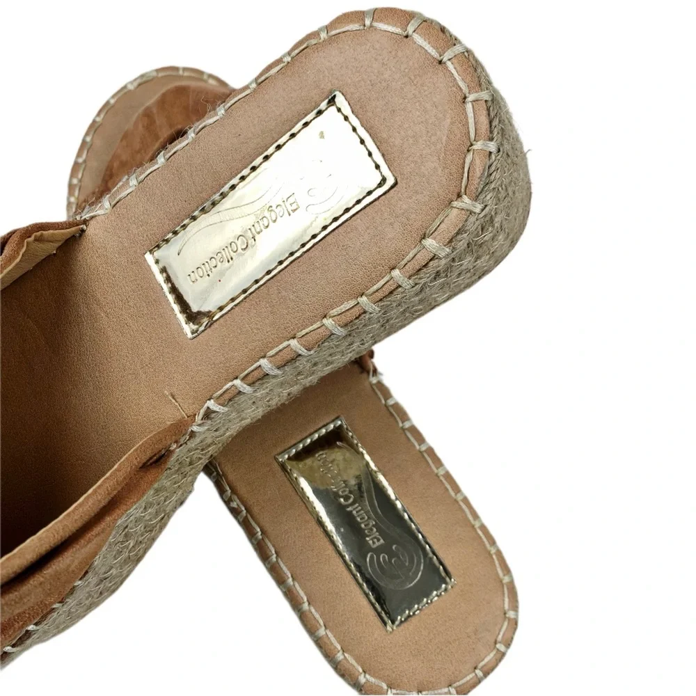 Elegant Collection Amber Faux Suede Espadrilles Size 8.5